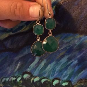 Emerald hypoallergenic drop earrings